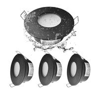 Sweier Faretto da incasso nero GU10 impermeabile, IP65, senza lampadina, rotondo, da incasso, apertura 68 mm, confezione da 4