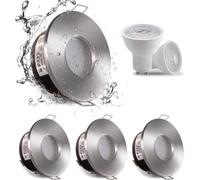 Sweier Impermeabile Downlight da Incasso IP65, 5W Bianco Caldo 3000K Faretto da incasso per Bagno, 430 Lumen Faretto da Incasso Impermeabile GU10, 68mm cut-out, Set di 4, Inclusa Presa GU10