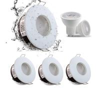 Sweier IP65 Faretti Bianchi Bagno, 230V Bianco Caldo 3000K 430 Lumen, Impermeabile Downlight da Incasso 5W LED equivalente 50W a incandescenza, per Bagno, Diametro di Apertura 68 mm, Set di 4