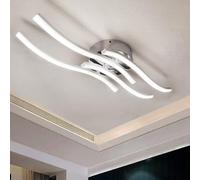 Sweier - Lampada da soffitto a LED, camera da letto, luce bianca fredda 6000K, 28W 2800 lumen, moderna lampada a LED curva per cucina, cromata, per corridoio, soggiorno, sala da pranzo