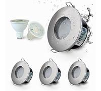 Sweier Nichel Satinato Faretti Incasso IP65 6000k Luce bianca Fredda, 5W 430 Lumen Faretto da Incasso Impermeabile GU10, Equivalente 50W a Incandescenza, Per Bagno, 68mm cut-out, Set di 4