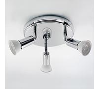 Sweier Plafoniera Faretti GU10 5W, Bianco Freddo 6000K Rotonda Faretti 3 Luce, 430LM Orientabili Angoli Braccio Faretto Soffitto, Cromo Lampada Parete per Salotto, Negozio, Vetrina, Soggiorno