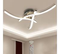 Sweier Plafoniera LED Dimmerabile, 22W Lampada Soffitto con Telecomando, 2200LM 3 barre Luminose Curvo Lampadario, per Soggiorno, Camera da Letto Cucina, Sala da Pranzo