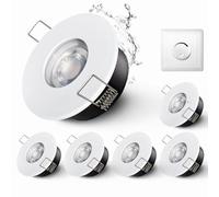 Sweier Plafoniera spot IP65, faretto da incasso a luminosità dimmerabile 5 W, impermeabile GU10 Soffitto Downlight Bianco Caldo 3000 K, Bagno Spots Ø70 mm, Recessed Light 6 pezzi.