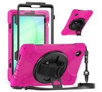 SWEIMEN Custodia per Samsung Galaxy Tab A11 8,7" 2025, resistente agli urti, robusta con pellicola protettiva, supporto girevole, cinghia da polso, tracolla per Samsung SM-X130/X133/X135