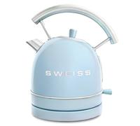 SWEISS Bollitore elettrico vintage KTL6 1,8L, acciaio inox, 2200W, compatto, pratico Ebollizione rapida, Livello dell'acqua visibile e graduato, Spegnimento automatico, Base 360°, Azzurro