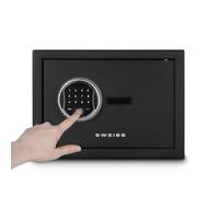 SWEISS Cassaforte Elettronica SXT7260, capienza 12L, Acciaio sicurizzato con Impronta Digitale e Codice, Display Digitale, Chiave di emergenza, USB Type-C, Illuminazione a LED, Nero