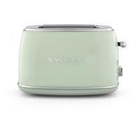 SWEISS GRS7, tostapane vintage, 2 fessure, 6 livelli di potenza, 850 W, rapido e pratico, facile da pulire, cassetto raccogli briciole, speciale baguette, scongelamento, verde
