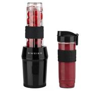 SWEISS Mini frullatore Smoothie maker MOOV9, 2 borracce da 570 ml con coperchi da viaggio, portatile, 4 lame in acciaio inossidabile, 300 W, lavabile in lavastoviglie, frullati, frappé, nero