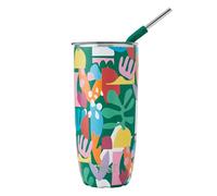S'well - Bicchiere in acciaio inox con cannuccia e coperchio scorrevole, 700 ml, contenitori isolati sottovuoto a triplo strato, mantiene le bevande fredde per 18 ore e calde per 5