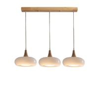 SWEMOPP Illuminazione a sospensione a 3 luci Vetro arancione lungo Vetro bianco Lampada a sospensione moderna a soffitto di metà secolo Lampadario a grappolo vintage in legno per tavolo da pranzo Cuci