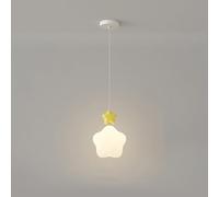 SWEMOPP Lampada A Sospensione Bianca Latte Per La Camera Delle Ragazze Rosa Lampada A Sospensione Moderna Di Metà Del Secolo Stella Gialla Luna Lampada A Sospensione Dimmerabile Lampadario A LED Per C