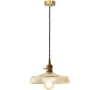 SWEMOPP Lampada a sospensione in vetro trasparente a coste per isola della cucina Lampada a sospensione a soffitto grande Lampadario industriale singolo industriale in oro per fattoria Lampadario mode