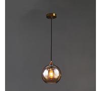 SWEMOPP Lampadario moderno nero, sfera di vetro fumé, lampada a sospensione a soffitto, in vetro ambrato cromato, lampadario industriale vintage per sala da pranzo, cucina, isola, ristorante, bar, caf