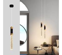 SWEMOPP Moderna lampada a sospensione in vetro a bolle di LED per isola della cucina Lampada a sospensione a soffitto a tubo lungo Bar Fattoria in oro nero Lampadario di metà secolo per sala da pranzo