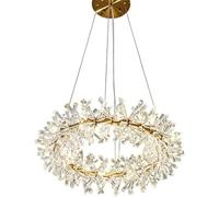 SWEMOPP Moderno Lampadario Di Cristallo LED Lampadari Rotondi In Oro Per Tavolo Da Pranzo Isola Della Cucina Lampada A Sospensione A Soffitto Grande Lampadario Di Cristallo Plafoniera A LED Per Soggio