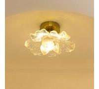 SWEMOPP Plafoniera a forma di fiore in vetro, montaggio a semi-incasso, plafoniera per corridoio, grande bagno dorato vicino alla plafoniera, lampada da soffitto floreale per cucina, per ingresso, por