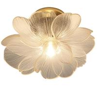 SWEMOPP Plafoniera a forma di fiore in vetro, montaggio a semi-incasso, plafoniera per corridoio, grande bagno dorato vicino alla plafoniera, lampada da soffitto floreale per cucina, per ingresso, por