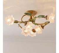 SWEMOPP Plafoniera floreale in vetro francese Lampadario vintage a forma di fiore di rosa Plafoniera da incasso Sputnik Illuminazione antica per corridoio Plafoniera da cucina per camera da letto Sogg