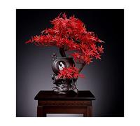 SWENEEN Bonsai Artificiale Albero Bonsai Artificiale con Base in Ceramica, Vaso E Statuetta di Monaco Bianco, Pianta da Interno Albero Bonsai Finto, Decorazione Feng Shui Piante,B