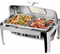 SWENEEN Scaldavivande Elettrico per Buffet con Coperchio in Vetro Trasparente, Scaldavivande Piatto Arrotolabile in Acciaio Inox, Piastra Riscaldante Elettrica per Buffet per Hot,Alcohol-45293