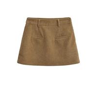 SWEPER Gonna Corta da Donna - Minigonna in Velluto A Coste da Donna Spring American Retro Semplicemente Cerniera Laterale Gonna A Trapezio A Vita Alta, Marrone, M