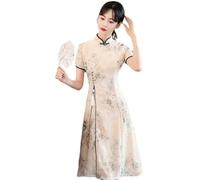 SWEPER Vestito da Cinese Donna - Abito da Sera Tradizionale Cinese Cheongsam in Chiffon Estivo Abito Qipao Abbigliamento Moderno, Stile A, S