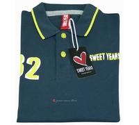 Swet Hears Polo da uomo maglietta camicia cotone mezza manica 2 botoni con logo