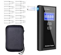 Swetfela Etilometro, Alcoltest Professionale Digitale, 50 Memorie, 10 Boccagli + Borsa Portatile, Misurazione Rapida e Precisa, LCD (Nero con Borsa)