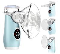 Swetfela Inalatore per adulti e bambini con schermo LED, modalità autopulente, 3 modalità di spruzzo temporizzata, con 2 maschere e boccaglio, inalatore portatile USB ricaricabile