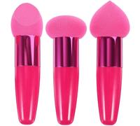 SWETRACE 3 pezzi Pennelli per Trucco Viso in Spugna Cosmetica Rosa Design Ergonomico Cuore e Taglio Obliquo Applicatori per Fondotinta e Correttore Morbidi e Pratici per Uso Professionale