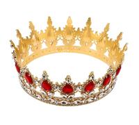 SWETRACE Corona la Sposa Dorata Strass Rossi, Copricapo da Sposa Classico, Accessori per Chioma da Matrimonio e Festa per Donne, Cerchietto Elegante per Eventi Speciali