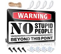 SWFG Cartello con scritta in lingua inglese "No Stupid People Beyond This Point", per camera da letto (20 x 30 cm)