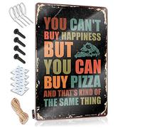 SWFG Cartello con scritta "Man Cave Signs and Decor You Can't Buy Happiness But You Can Buy A Pizza Sign Room Door Sign for Bedroom (20 x 30 cm)