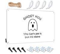 SWFG Cartello decorativo in metallo con scritta in lingua inglese "Ghost Hug You Can't See It But It's There" (lingua italiana non garantita)