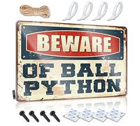 SWFG Cartello divertente con scritta "Beware of Ball" in pitone con scritta in inglese "Beware of Ball", stile vintage, piccolo, 20 x 30 cm