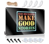 SWFG Cartello in metallo con scritta "Man Cave Sign Bad Decisions Make Good Stories", cartello in latta per porta per camera da letto, divertente, per casa e bar (30 x 40 cm)