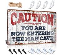 SWFG Cartello per porta della grotta Caution! You are Now Entering The Man Cave Sign Tin Metal Sign Decorazione per porta della camera da letto (30 x 40 cm)