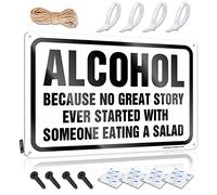 SWFG Decorazione per porta della stanza, scritta in lingua inglese "Because No Great Story Ever Started with Someone Eating A Salad", targa in metallo, stile vintage, divertente, piccola targa (20 x