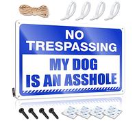 SWFG Home Targa in latta con scritta "No Trespassing My Dog is an Ass-le" Man Cave Funny Signs Hot Beer Tin Sign (20 x 30 cm)
