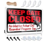 SWFG Targa decorativa in metallo con scritta in lingua inglese "Keep Gate Closed No Matter What The Bearded Dragons Say Sign", stile vintage, 20 x 30 cm