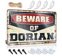 SWFG Targa in latta con scritta "Beware of Dorian" con scritta in inglese "Man Cave Beware of Dorian" (lingua italiana non garantita)