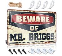 SWFG Targa in latta con scritta in inglese "Beware of Mr. Briggs", scritta in lingua inglese "Man Cave", divertente cartello per garage (30 x 40 cm)