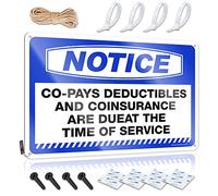 SWFG Targa in latta con scritta in lingua inglese "Notice Co-Pays, Deductibles and Coinsurance are" (lingua italiana non garantita)