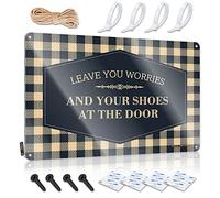 SWFG Targa in latta con scritta "Leave You Worries and Your Shoes at the door" (20 x 30 cm)