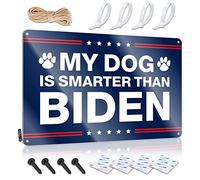 SWFG Targa in metallo con scritta "Bar Open" My Dog is Smarter Than Biden, targa in latta divertente e divertente per garage da uomo (20 x 30 cm)