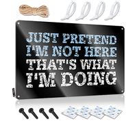 SWFG Targa in metallo decorativa con scritta in inglese "Just Pretend I'M Not Here", in metallo, stile vintage, 30 x 40 cm