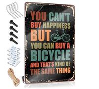 SWFG Targhe in metallo per casa e bar con scritta in inglese "You Can't Buy Happiness But You Can Buy A Bicycle Sign Bro Cave Sign Cool Signs for Bedroom" (20 x 30 cm)