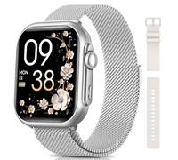SWGOTA Smartwatch Donna con 1000mAh Batteria, Standby Ultra-lungo 100 Giorni, 1.83” Orologio Fitness con Chiamata, 24H Frequenza Cardiaca/SpO2/Sonno, 120+ Sport, 5ATM Smart Watch Android iOS Argento