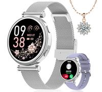 SWGOTA Smartwatch Donna con Chiamate, 1.27" Orologio Smartwatch con Fisiologia Femminile, SpO2 Sonno, 120+ Sports Smart Watch Rotondo per Android iOS, Regalo Donna Argento
